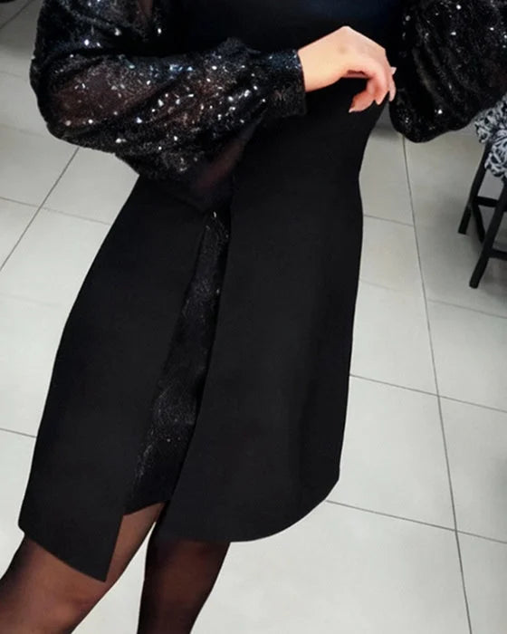 Elara™ | Sophisticated Sequin Sleeve Dress