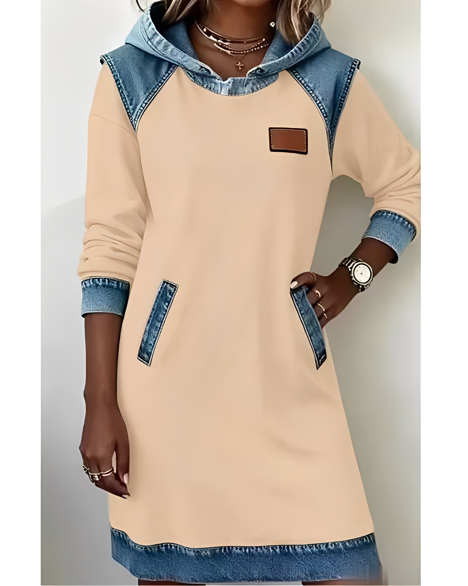 Annika | Hooded Dress with Contrast Panels
