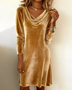 Eveline | Elegant Drape-Neck Velvet Dress