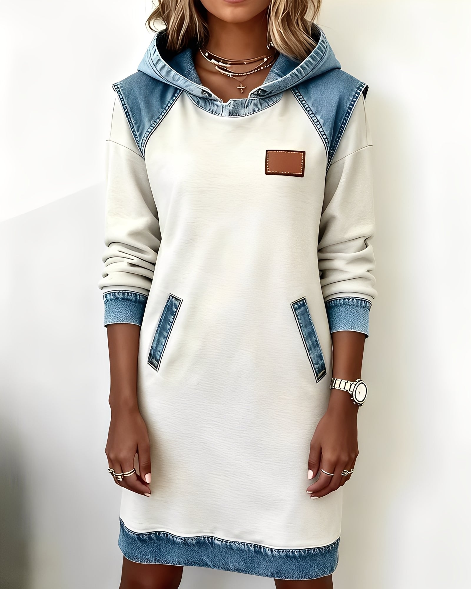 Annika | Hooded Dress with Contrast Panels
